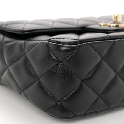 Chanel Lambskin Resin Quilted Mini Heart Square Flap Black 9 of 10