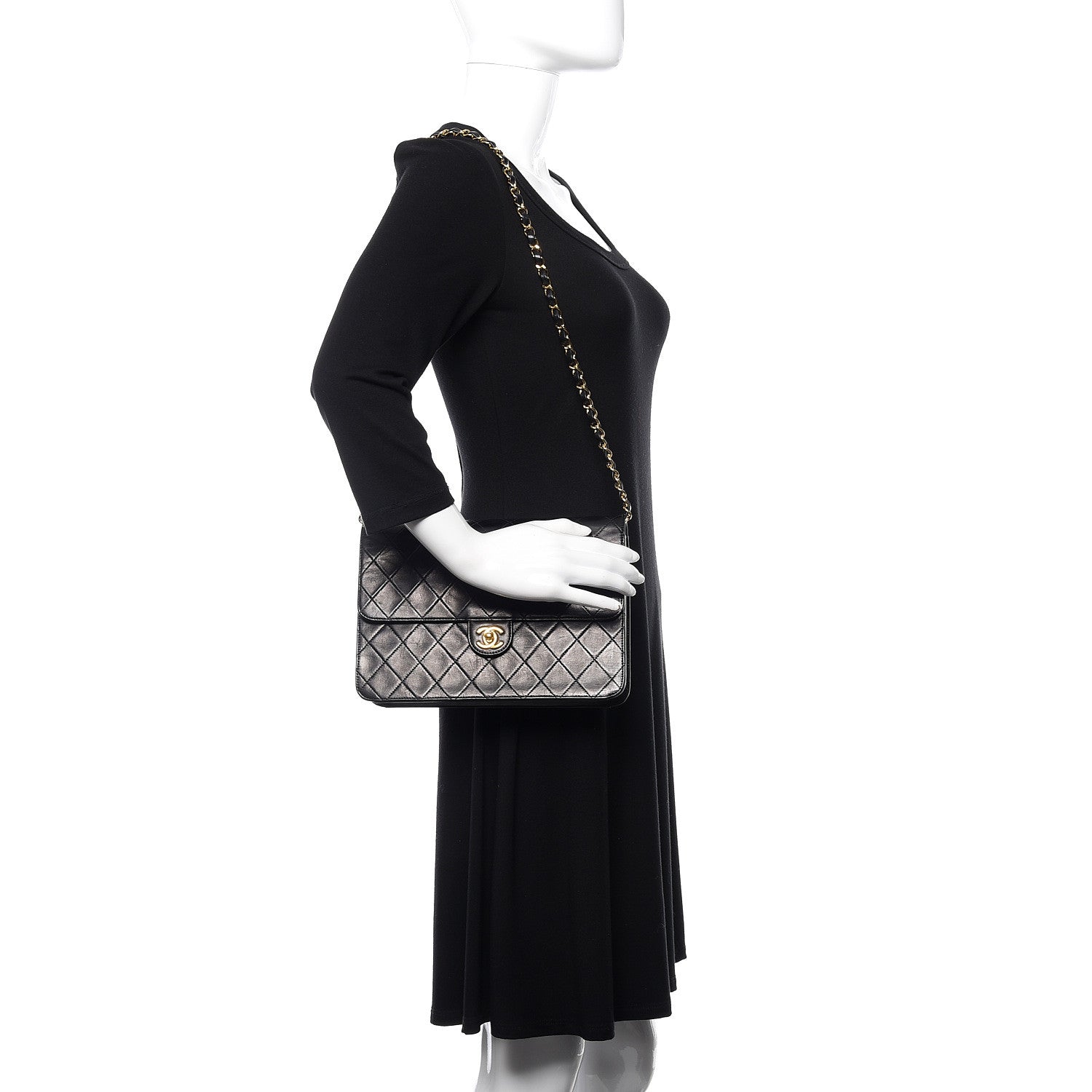Chanel Lambskin Quilted Medium Single Flap Black 2 of 16