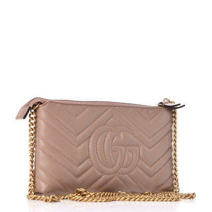 Gucci Calfskin Matelasse Mini GG Marmont Chain Bag Porcelain Rose 3 of 12