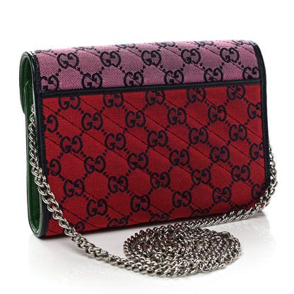 Gucci Monogram Multicolor Matelasse Diagonal GG Marmont Chain Wallet Red Blue Pink Green 3 of 12