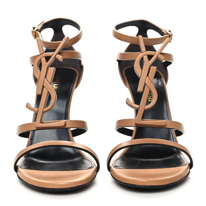 Saint Laurent Calfskin Cassandra 100 Sandals 36 Gold Brown 2 of 9