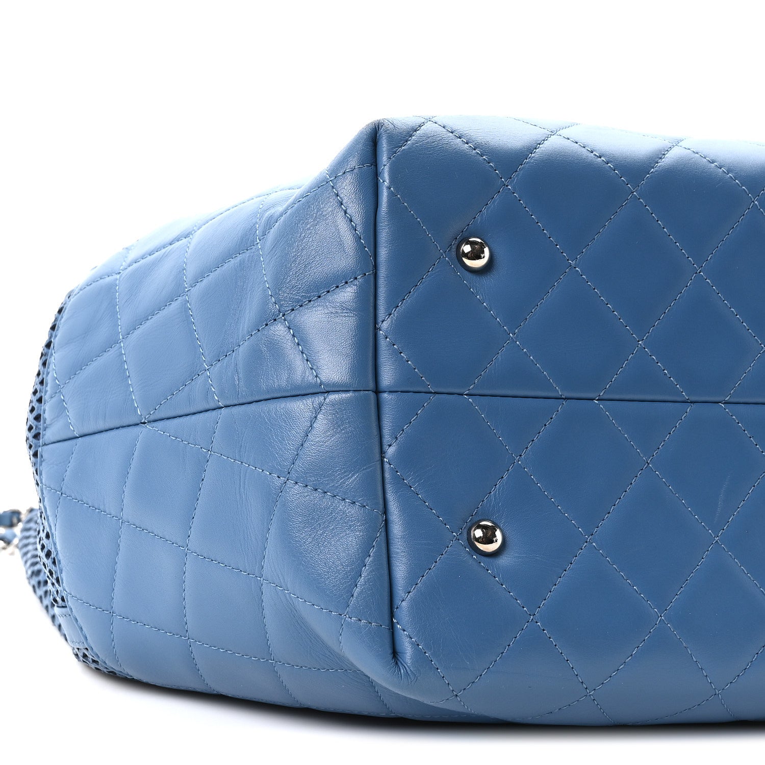 Chanel Calfskin Perforated Up In The Air North South Tote Blue 9 of 10
