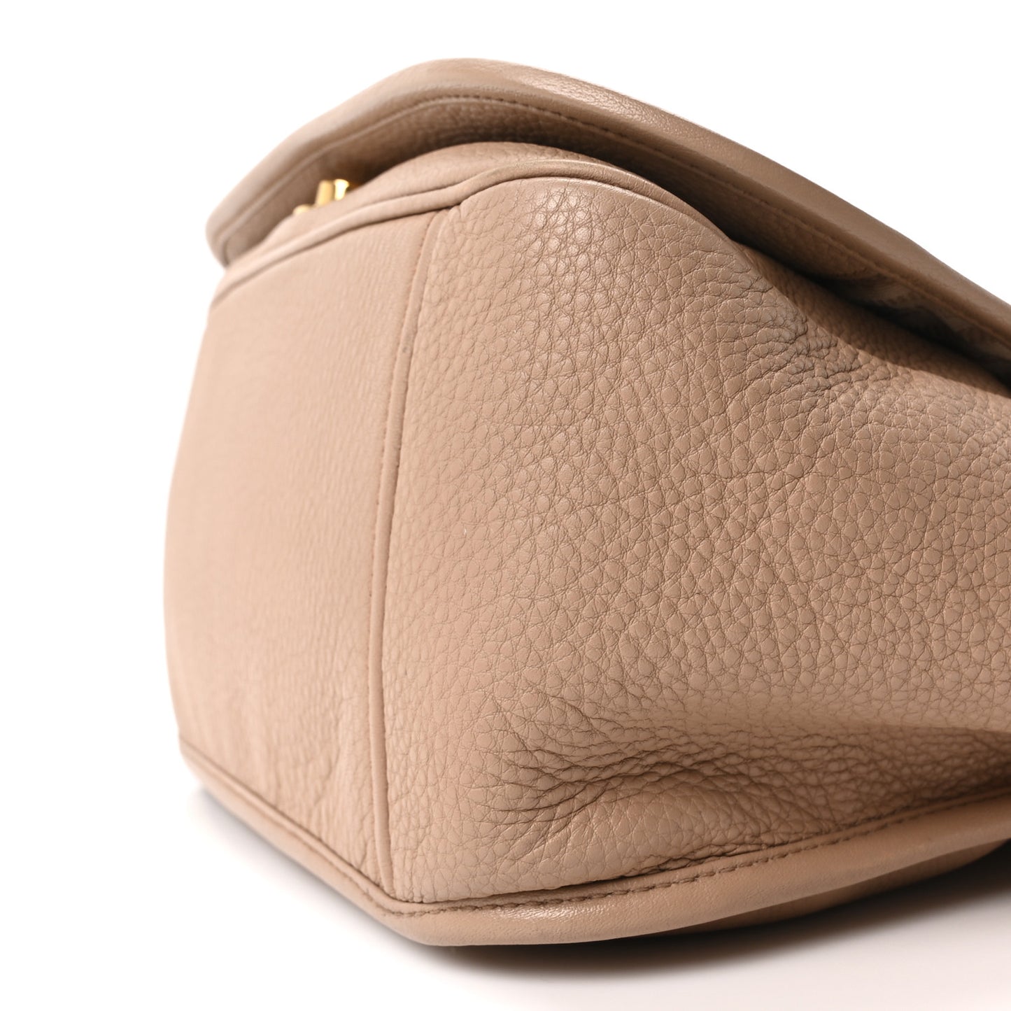 Vitello Daino Embossed Logo Flap Shoulder Bag Sesamo