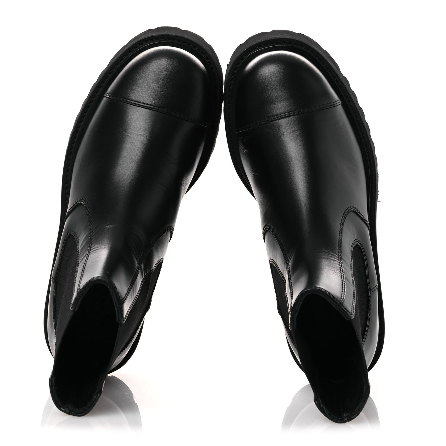 Calfskin Cap Toe CC Short Boots 36 Black