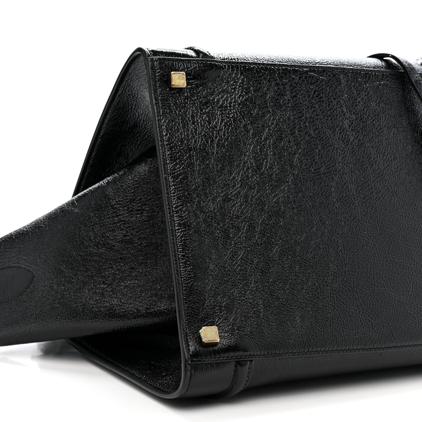 Crinkled Patent Calfskin Medium Phantom Luggage Black