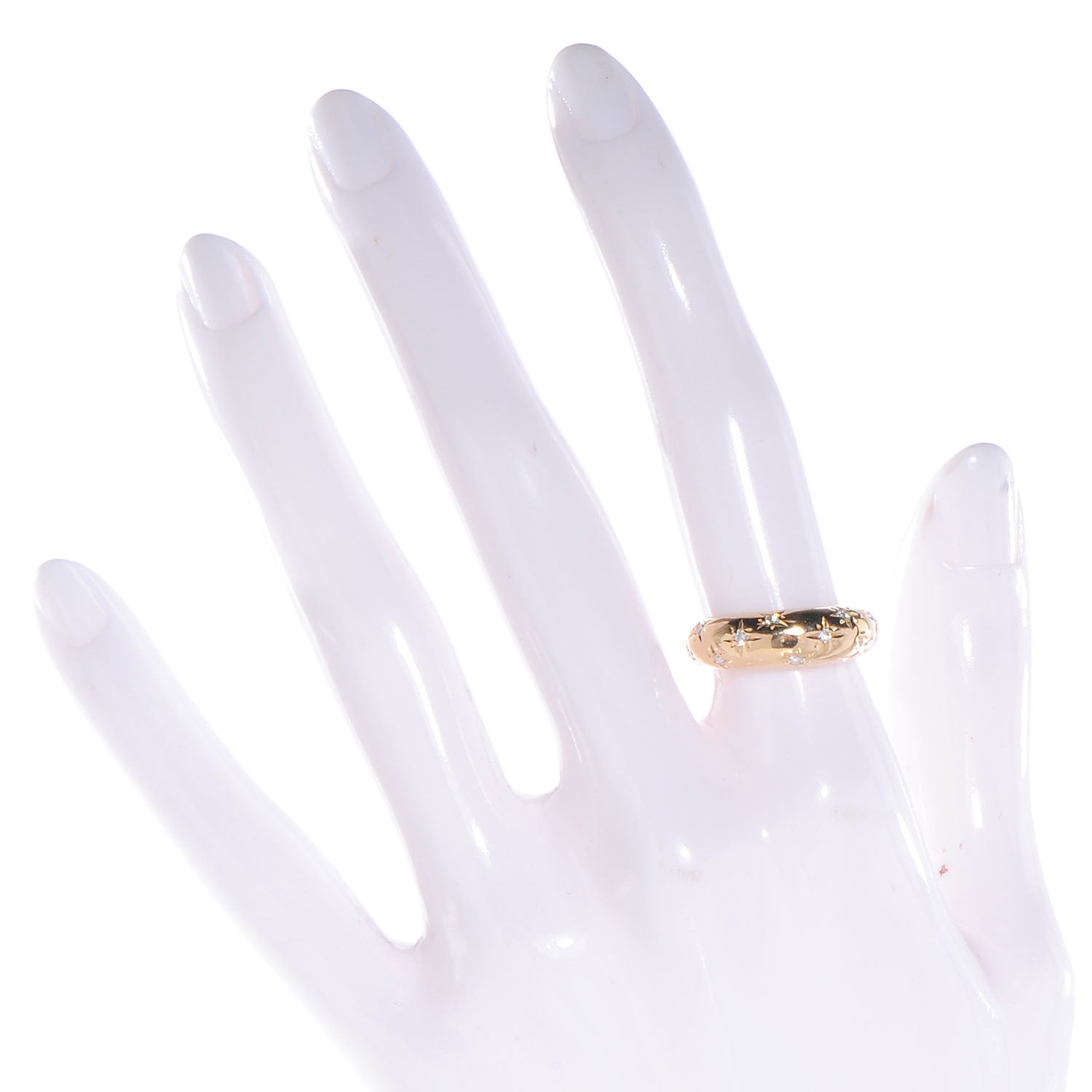 Van Cleef & Arpels 18k White Gold Diamond Dome Star Ring Size 50 5.5 2 of 4