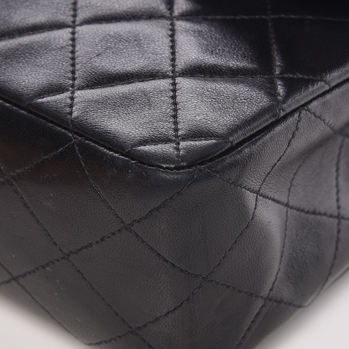 Lambskin Quilted Medium Double Flap Black