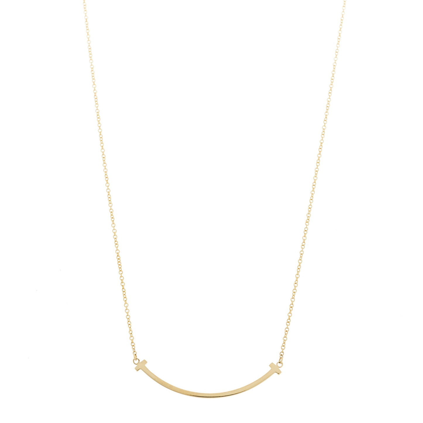 18K Yellow Gold Small T Smile Pendant Necklace