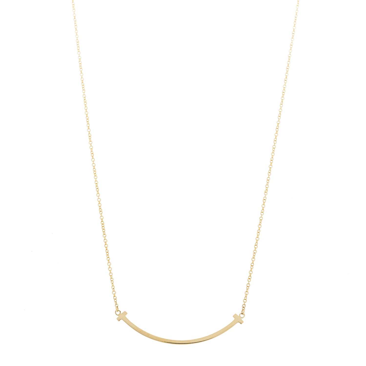 Tiffany 18K Yellow Gold Small T Smile Pendant Necklace 1 of 6