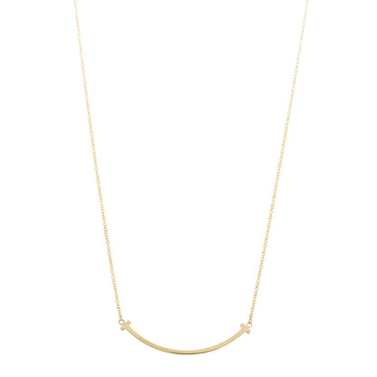 Tiffany 18K Yellow Gold Small T Smile Pendant Necklace 1 of 6