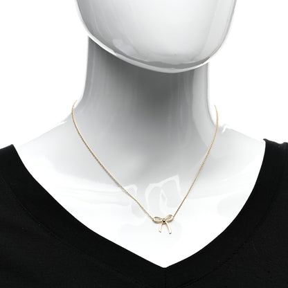 Tiffany 18K Yellow Gold Mini Bow Pendant Necklace 2 of 5