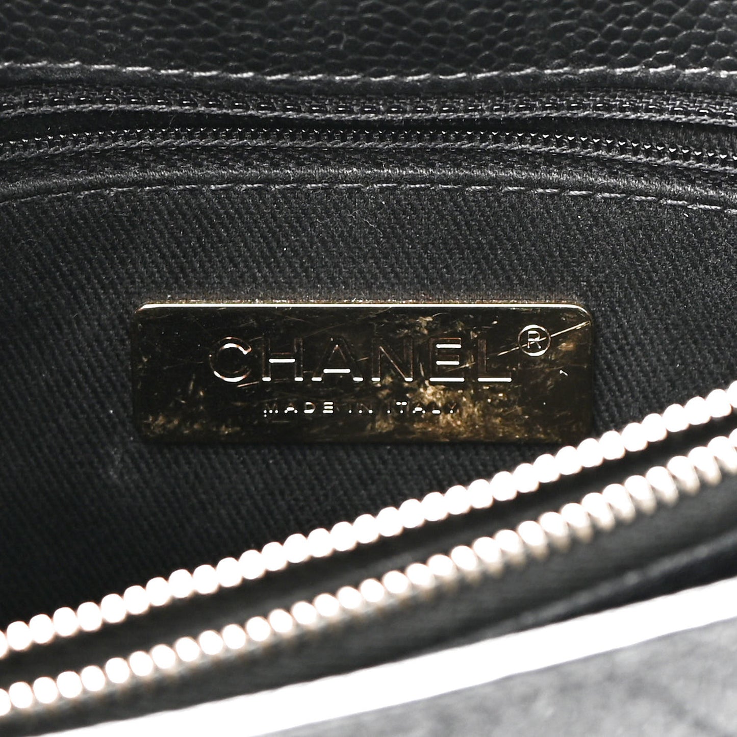 Grained Calfskin Small Stitched Flap Black