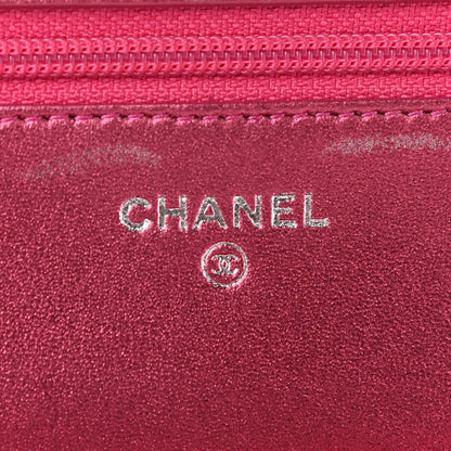 Chanel Metallic Patent Calfskin Quilted Boy Wallet On Chain WOC Fuchsia 7 of 11