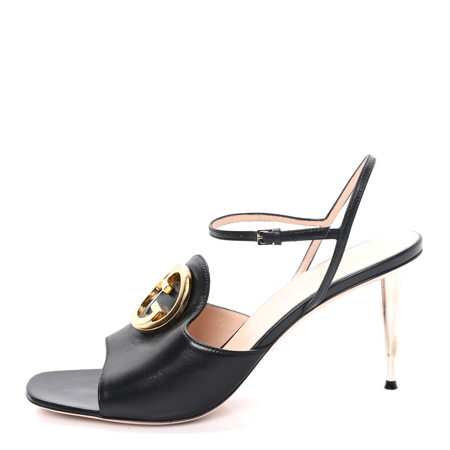 Gucci Malaga Kid Blondie 85mm Slingback Sandals 42 Black 1 of 10