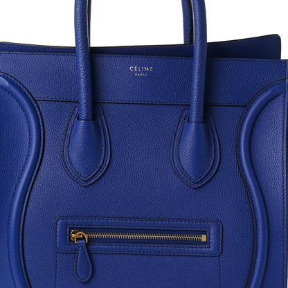 Celine Drummed Calfskin Mini Luggage Indigo 8 of 10