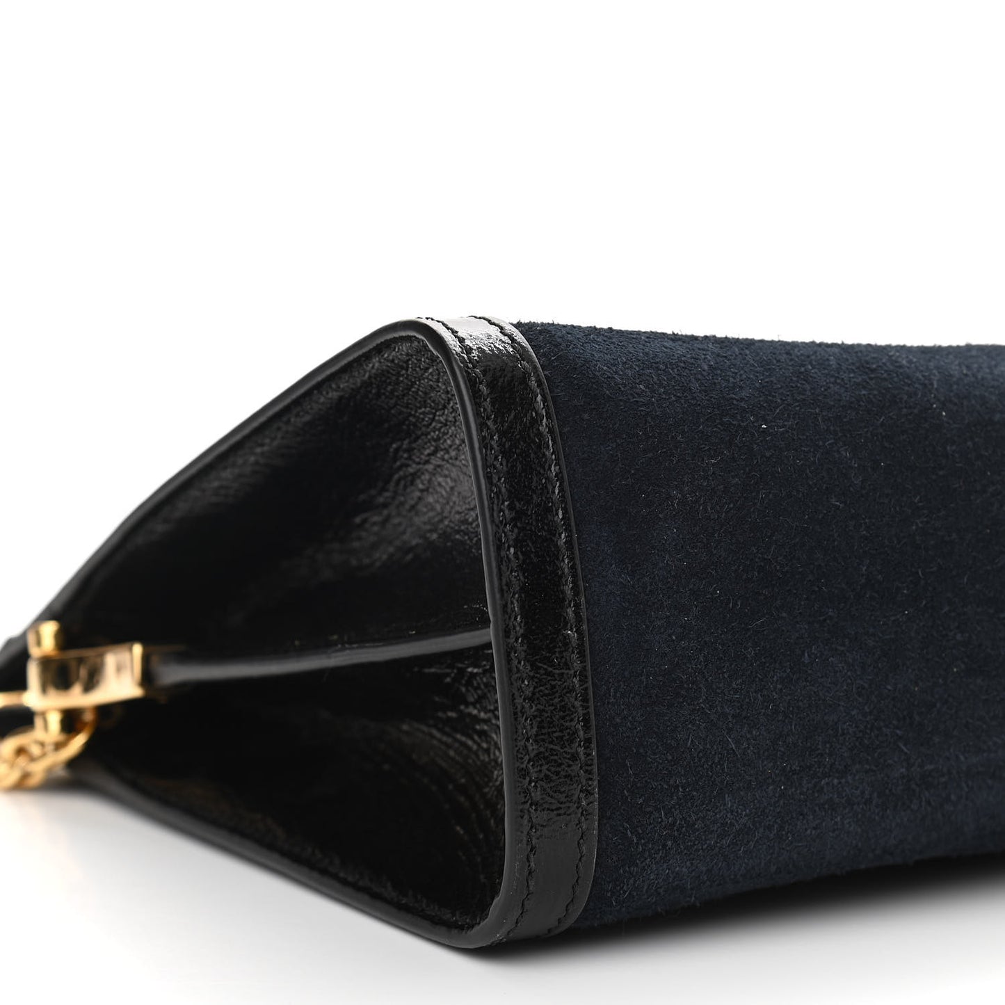 Suede Patent Web Dragon Embroidered Medium Ophidia Chain Shoulder Bag Blue Black