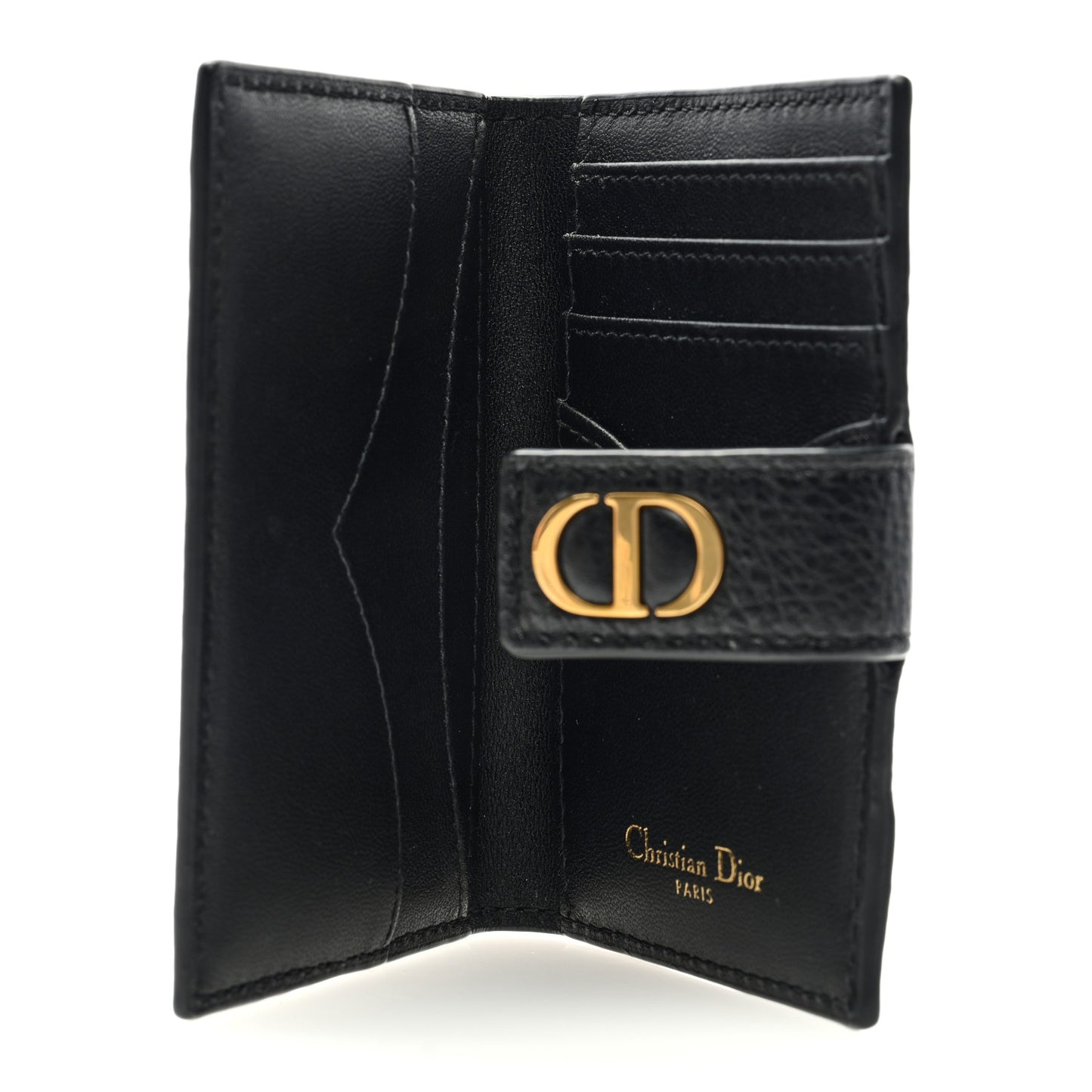 Supple Calfskin Cannage Caro Dandelion Card Holder Black