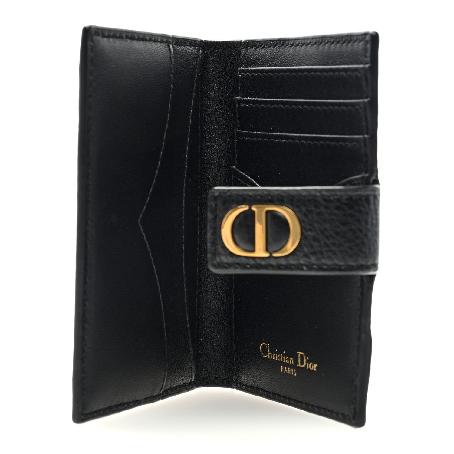 Christian Dior Supple Calfskin Cannage Caro Dandelion Card Holder Black 5 of 7