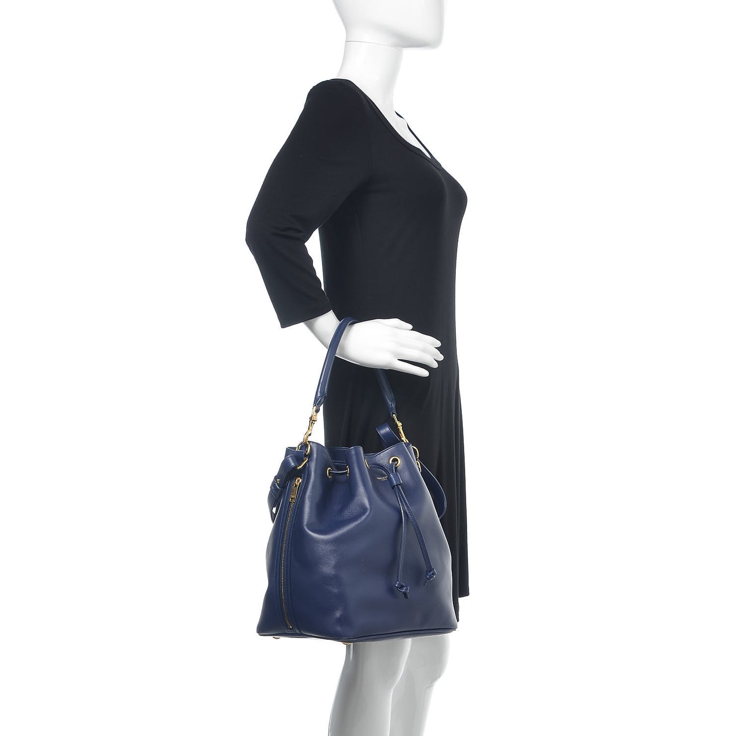 Calfskin Large Emmanuelle Bucket Bag New Marine