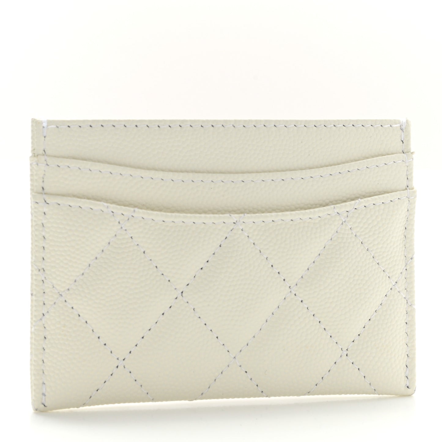 Caviar Quilted Card Holder White