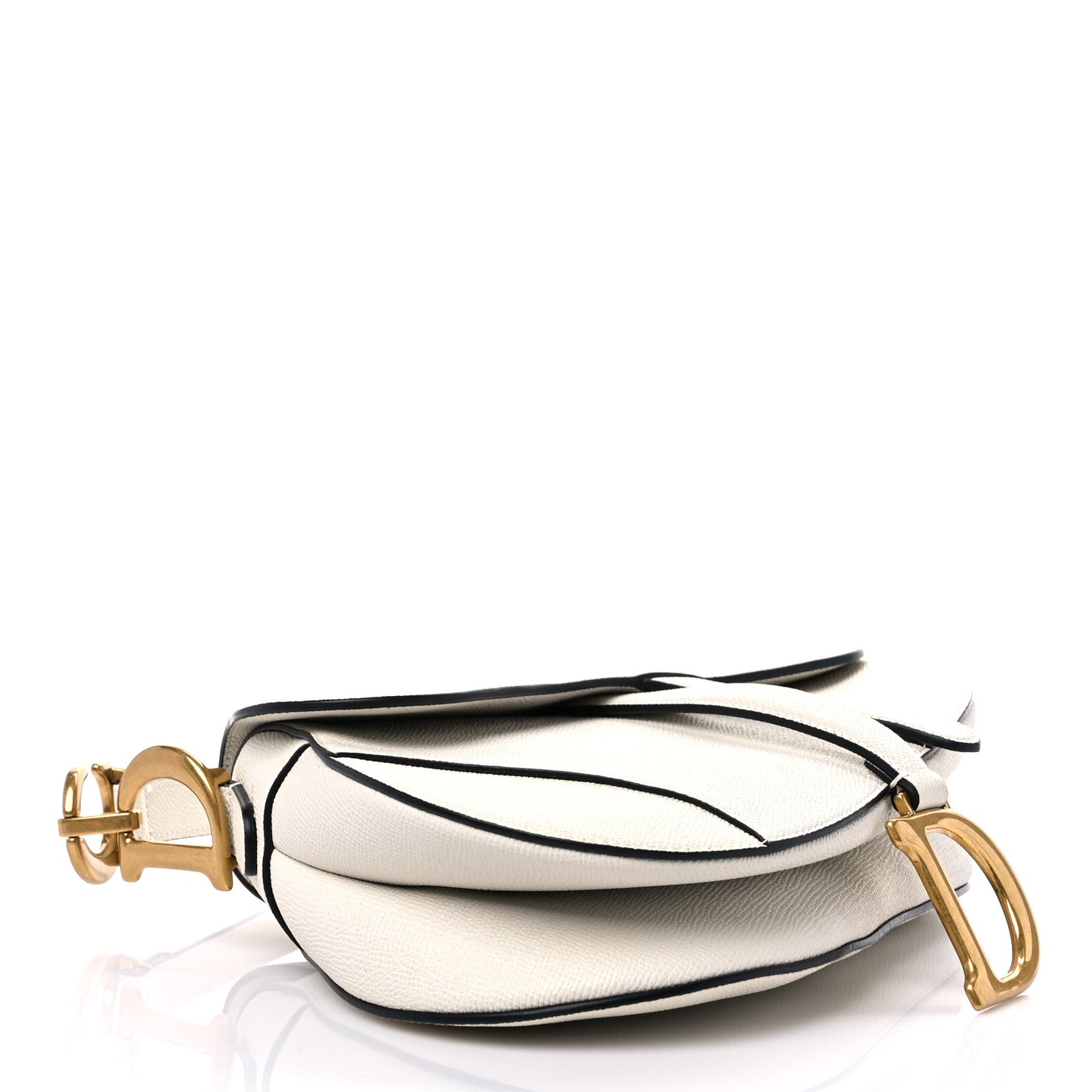 Grained Calfskin Saddle Bag White