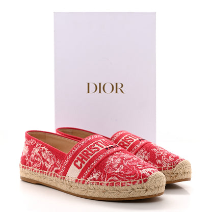 Christian Dior Embroidered Toile De Jouy Granville Espadrille 39.5 Raspberry 9 of 9