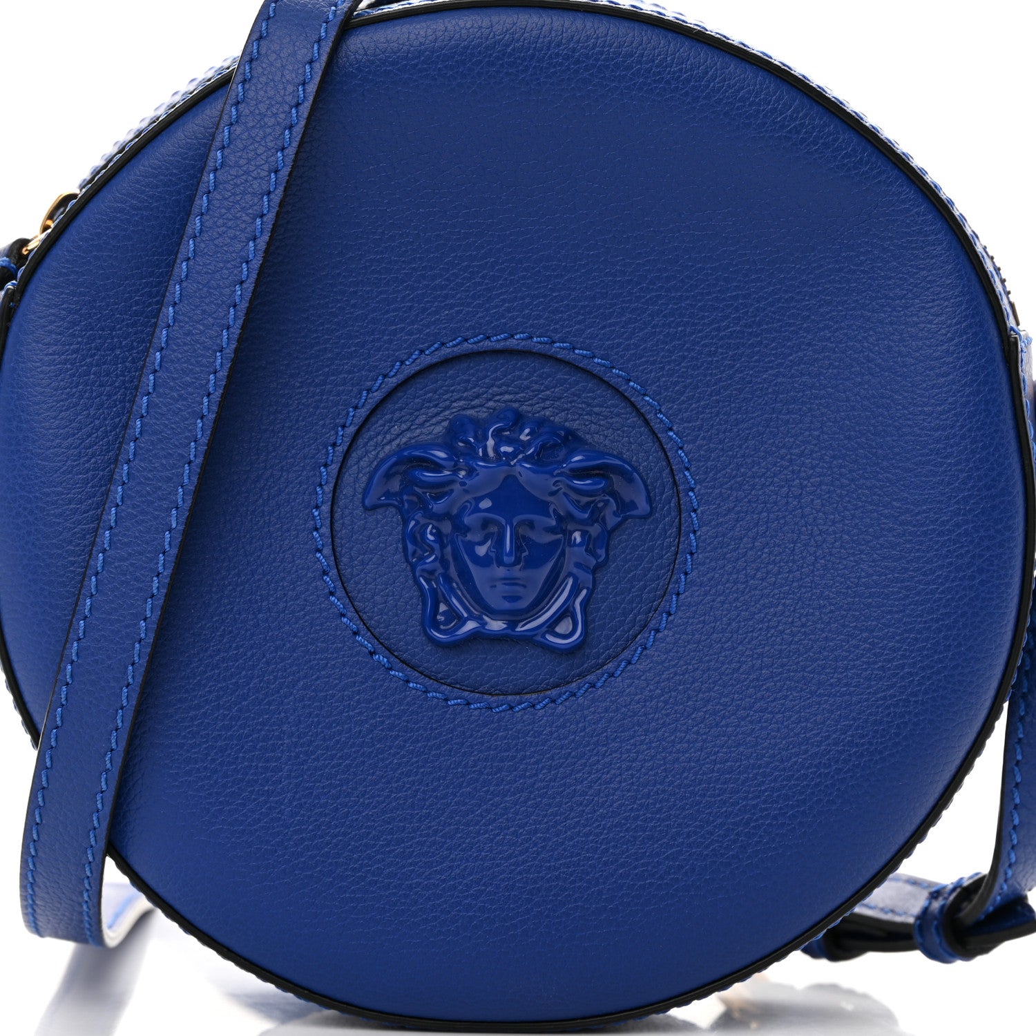 Versace Calfskin La Medusa Round Camera Bag Blue 7 of 9
