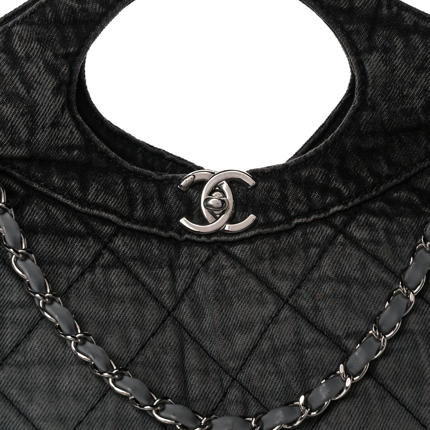Chanel Denim Quilted 31 Denimpression Shopping Bag Grey Black 8 of 10