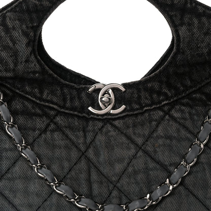 Chanel Denim Quilted 31 Denimpression Shopping Bag Grey Black 8 of 10