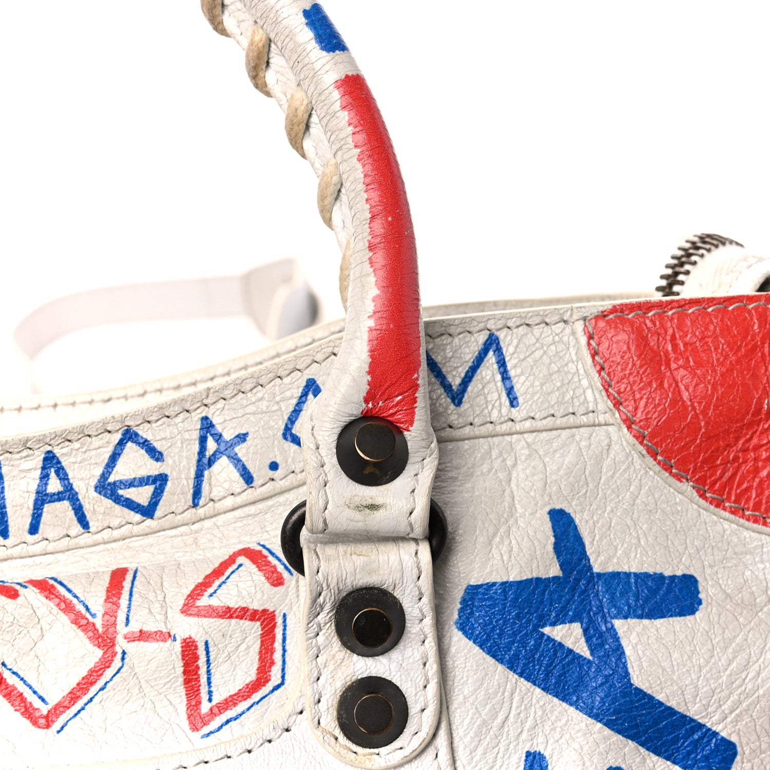 Balenciaga Agneau Graffiti All Over Classic Hardware S City White Bleu Rouge 14 of 18