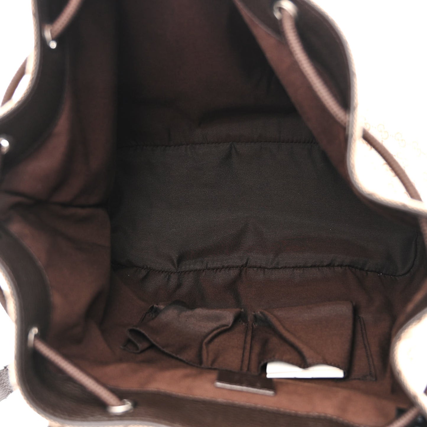 Monogram Dollar Calfskin O Drawstring Backpack Beige Ebony Testa di Moro Dark Chocolate