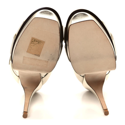 Saint Laurent Metallic Calfskin Tribute 105 Platform Sandals 36 Platino 6 of 10