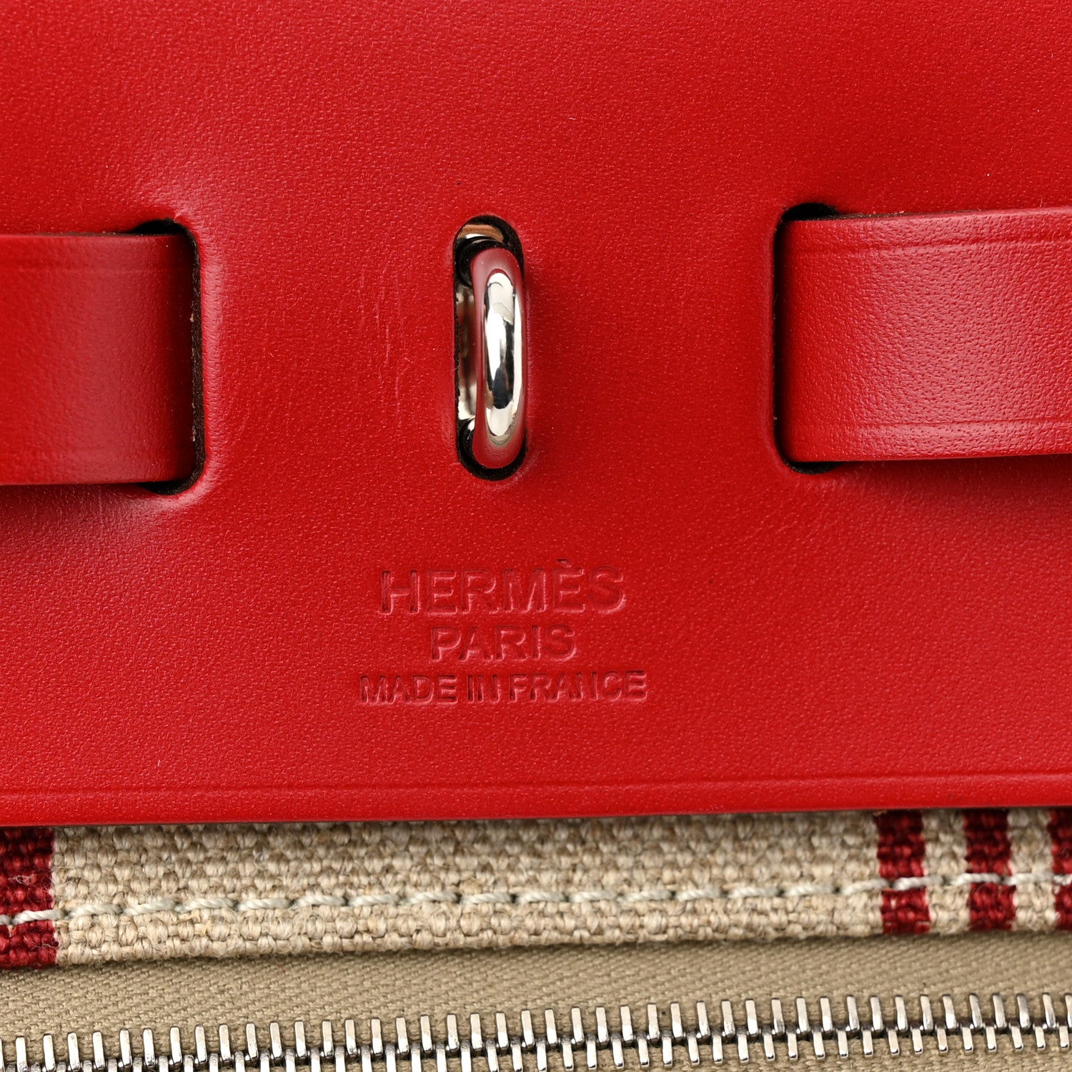 Hermes Vache Hunter Toile H Vibration Herbag Zip 31 PM Bordeaux Ficelle Rouge Piment 7 of 12