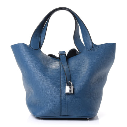 Hermes Taurillon Clemence Picotin Lock 26 GM Bleu Thalassa 1 of 4