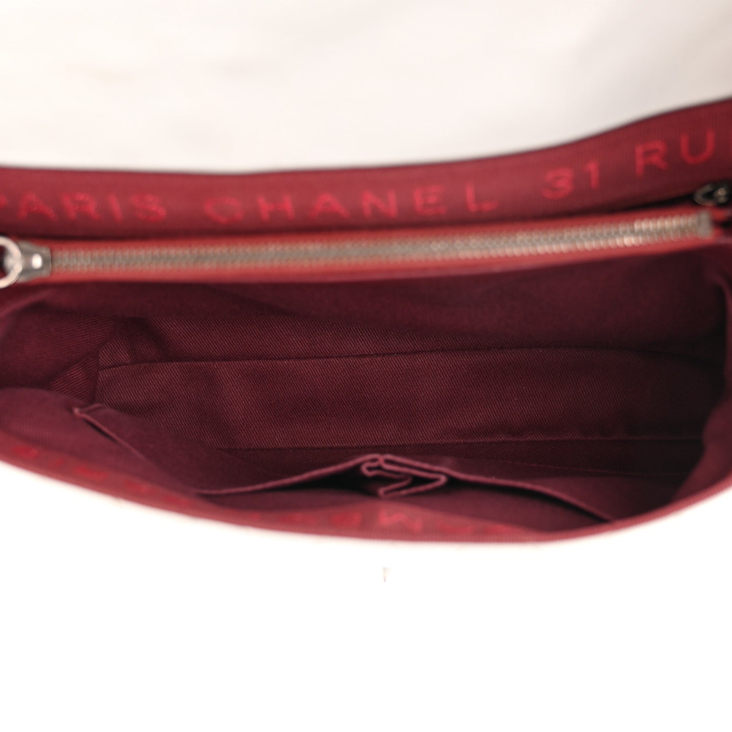 Shiny Lambskin Quilted Large Burgundy Rocks Flap Light Grey