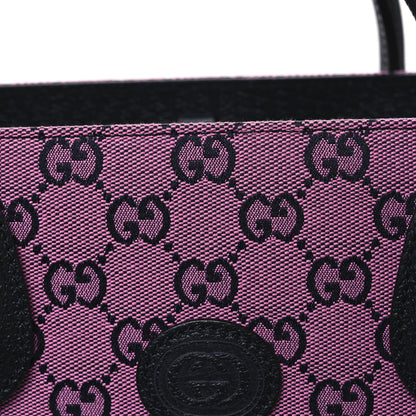 Gucci Monogram Multicolor Textured Dollar Calfskin Small Retro Interlocking G Tote Bag Pink Blue 7 of 12