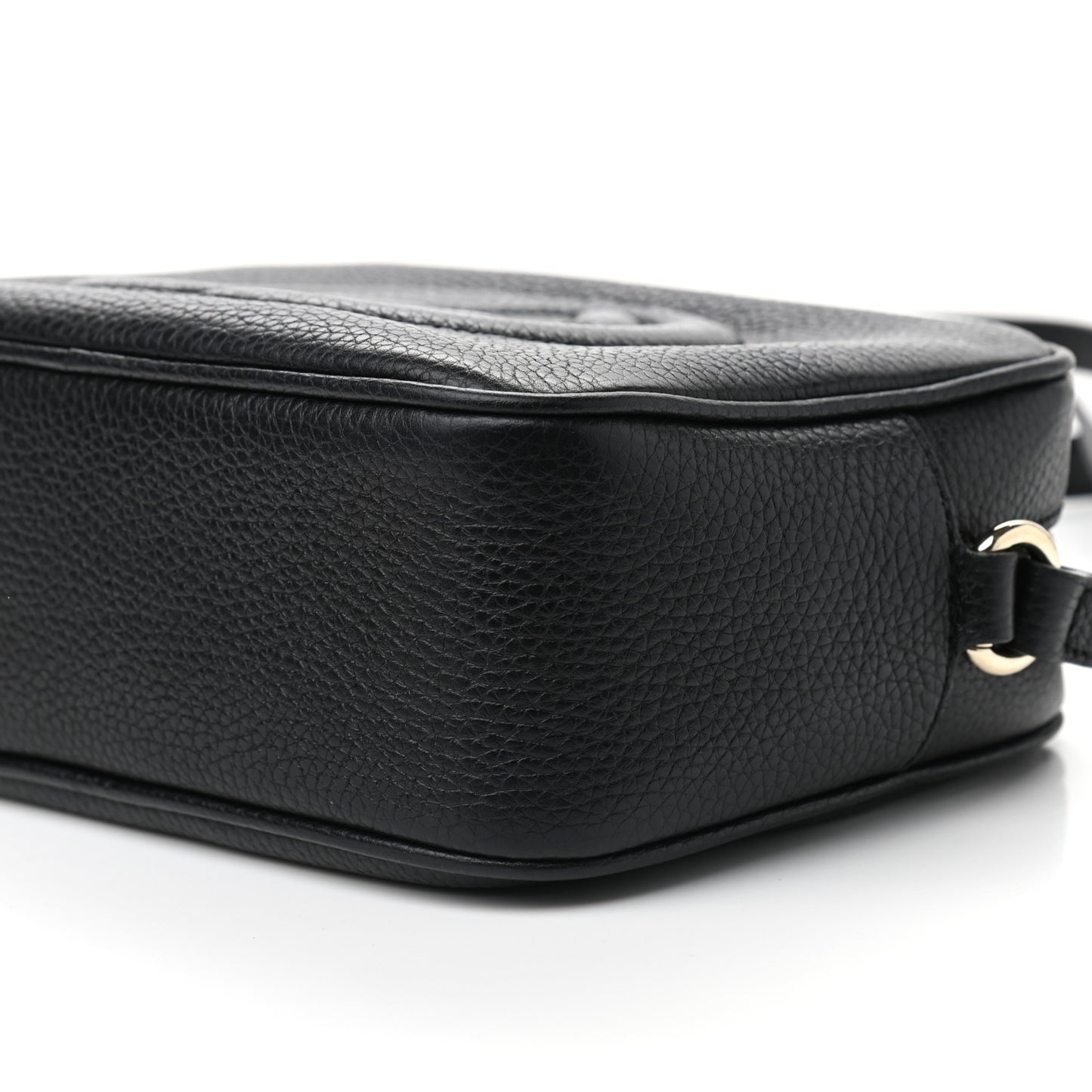 Pebbled Calfskin Small Soho Disco Bag Black