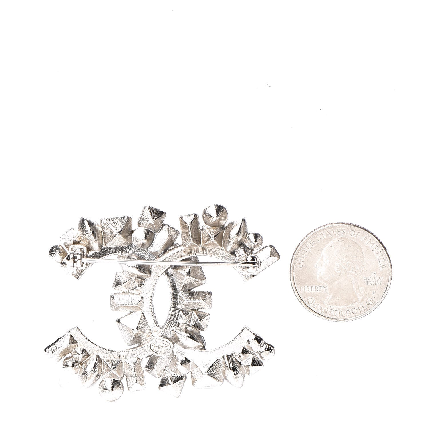 Chanel Baguette Crystal CC Brooch Black Silver 2 of 4