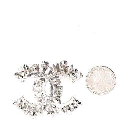 Chanel Baguette Crystal CC Brooch Black Silver 2 of 4