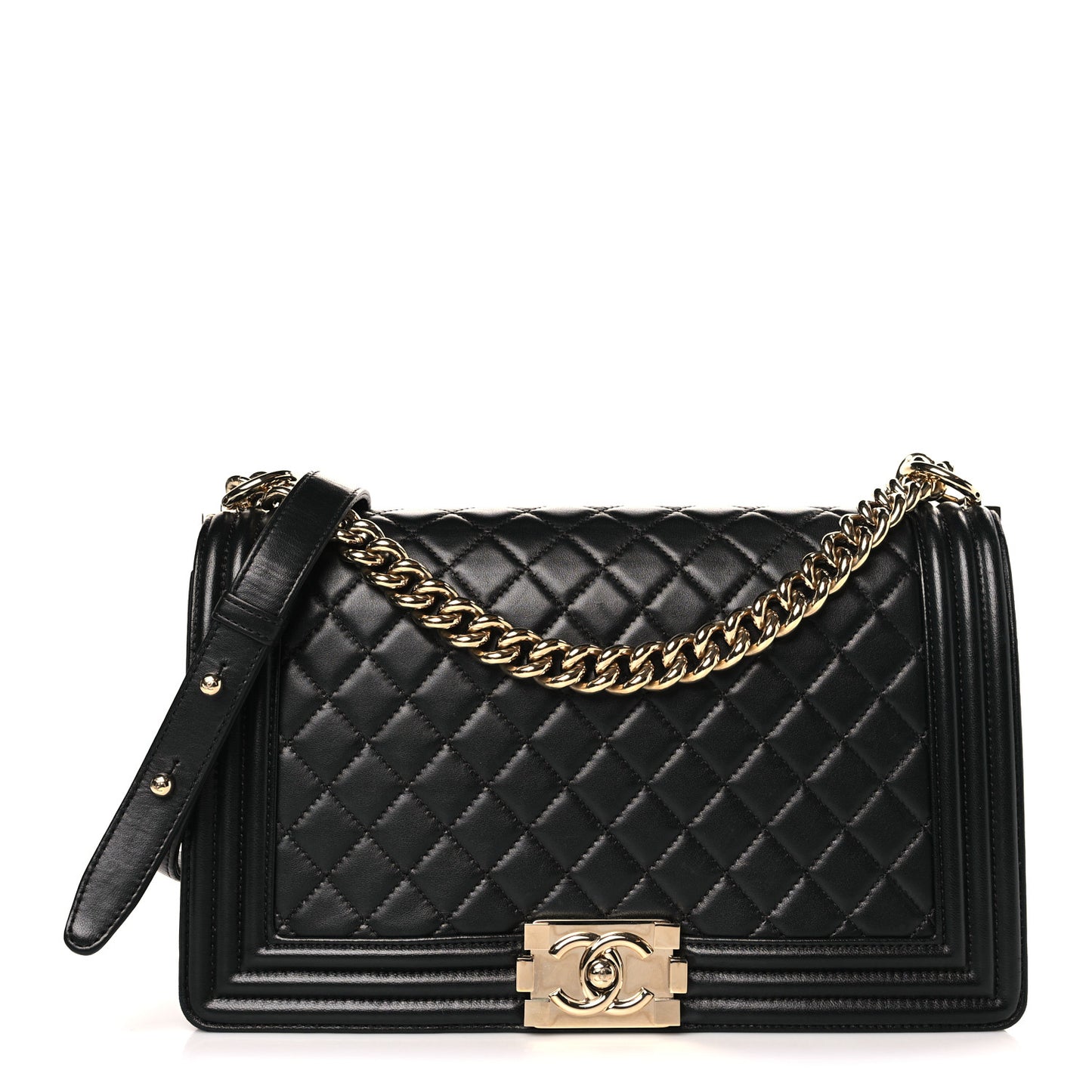 Calfskin Quilted New Medium Boy Flap Black