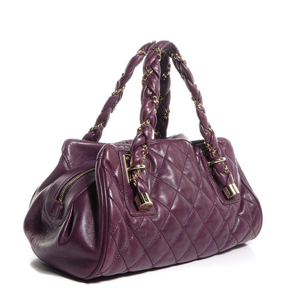 Chanel Distressed Lambskin Lady Braid Bowler Purple 3 of 8