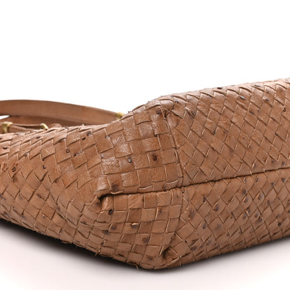 Bottega Veneta Ostrich Intrecciato Large Capri Tote Noce 8 of 9