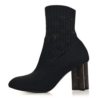 Louis Vuitton Monogram Stretch Fabric Silhouette Ankle Boots 38 Black 1 of 6