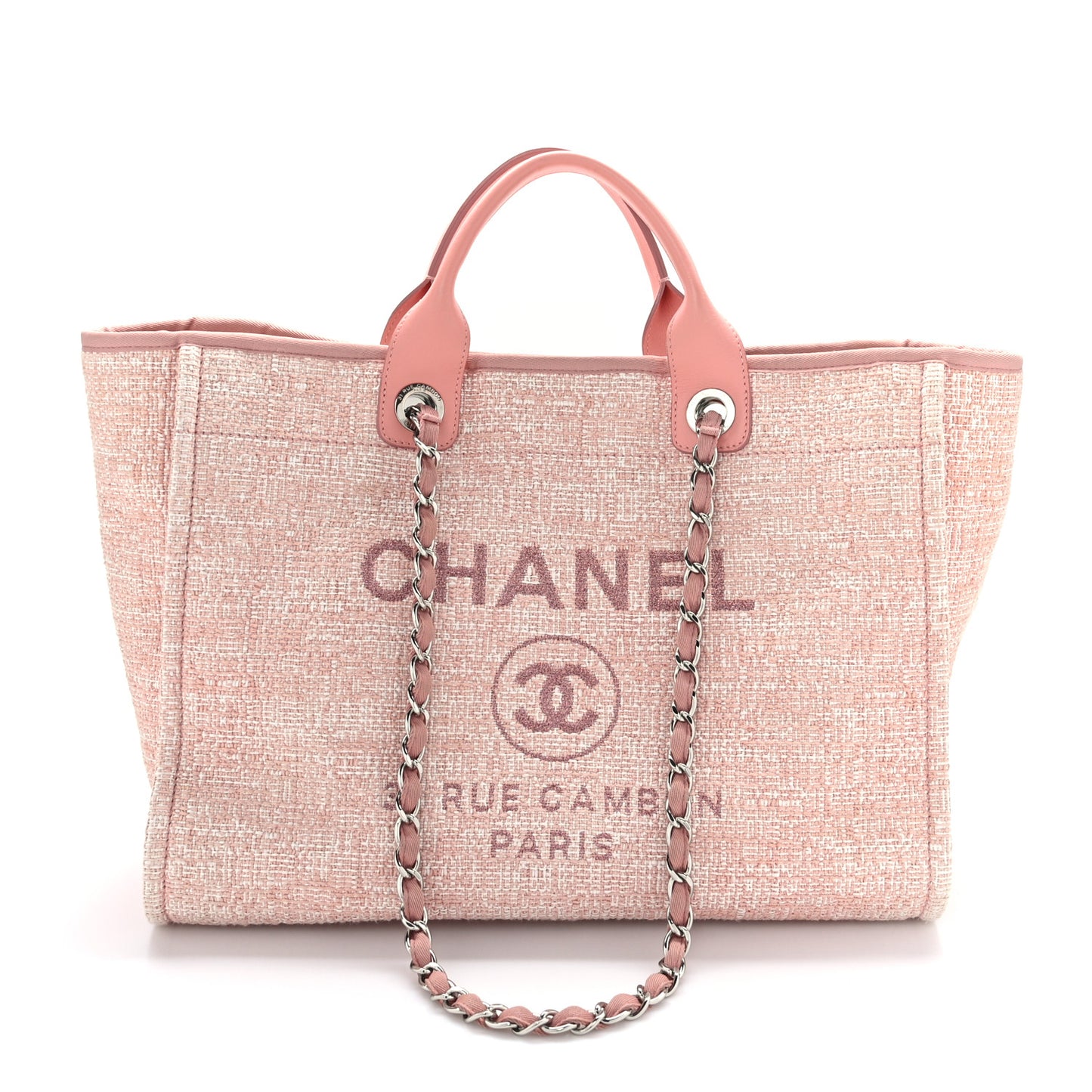 Straw Lurex Large Deauville Tote Pink