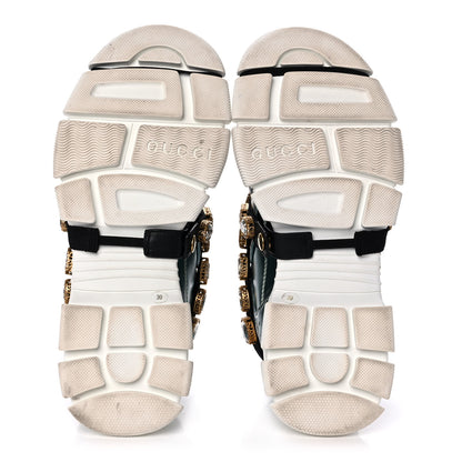 Gucci X SEGA Metallic Calfskin Removable Crystals Womens Flashtrek Sneakers 39 Lago Loess Silver 5 of 8