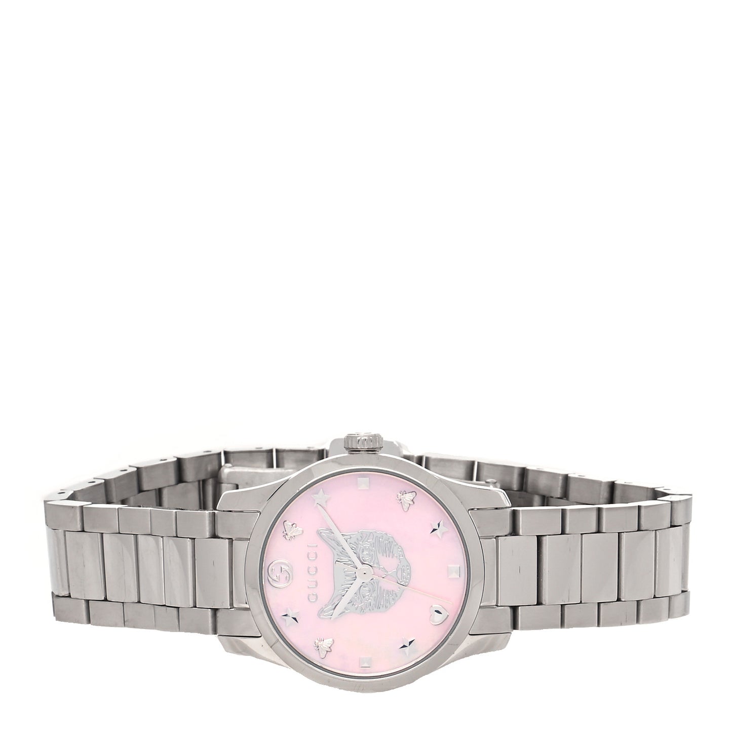 Stainless Steel Pink Mother of Pearl 27mm G-Timeless Cat Quartz Watch
