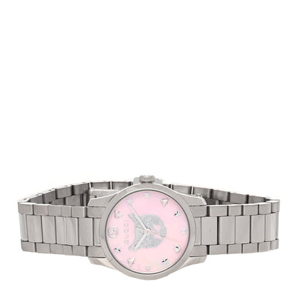 Gucci Stainless Steel Pink Mother of Pearl 27mm G-Timeless Cat Quartz Watch 2 of 4