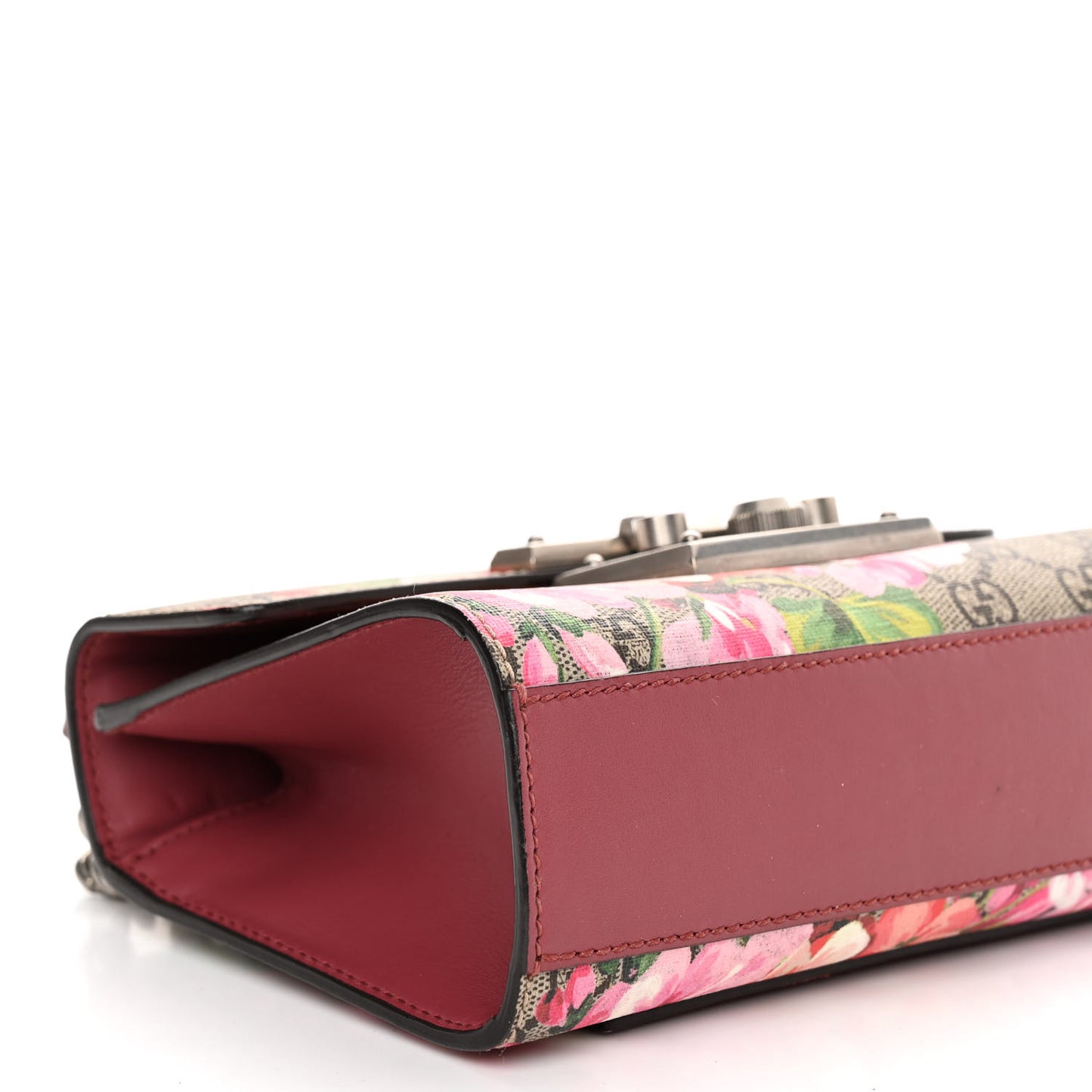 GG Supreme Monogram Blooms Small Padlock Shoulder Bag Beige Multicolor Dry Rose