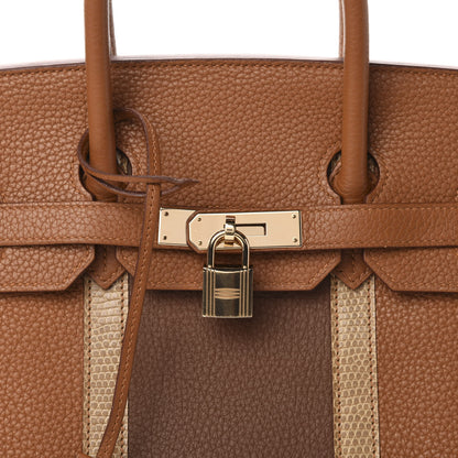 Hermes Taurillon Clemence Lizard Club Birkin 35 Gold Marron D'Inde 13 of 13