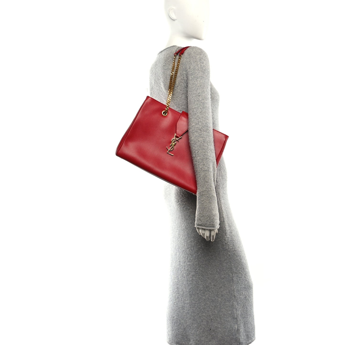 Grain De Poudre Classic Monogram Shopping Bag Red
